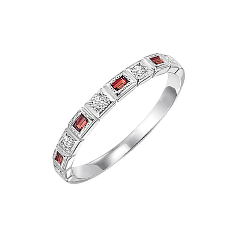 14K White Gold Stackable Bezel Garnet Ring - Warwick Jewelers