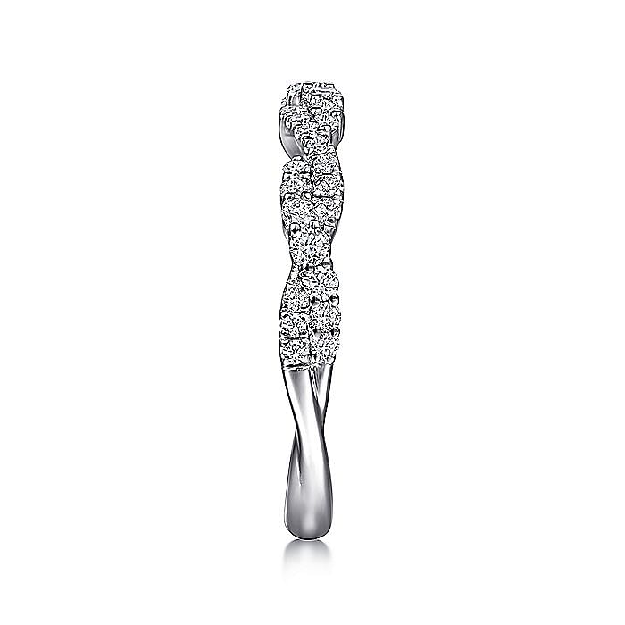 14K White Gold Twisted Diamond Stackable Ring - Warwick Jewelers