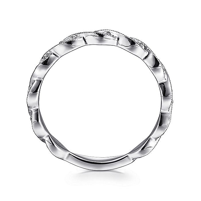14K White Gold Twisted Diamond Stackable Ring - Warwick Jewelers