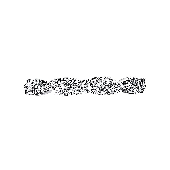 14K White Gold Twisted Diamond Stackable Ring - Warwick Jewelers