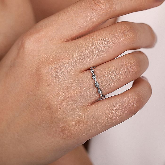 14K White Gold Twisted Diamond Stackable Ring - Warwick Jewelers