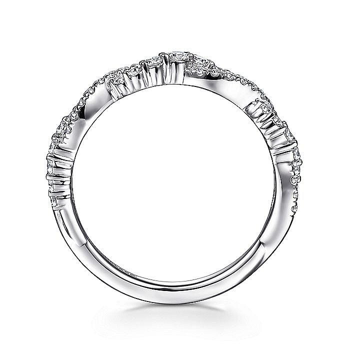 14K White Gold Twisted Diamond Stackable Ring - Warwick Jewelers
