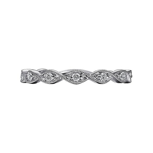 14K White Gold Twisted Diamond Stackable Ring - Warwick Jewelers