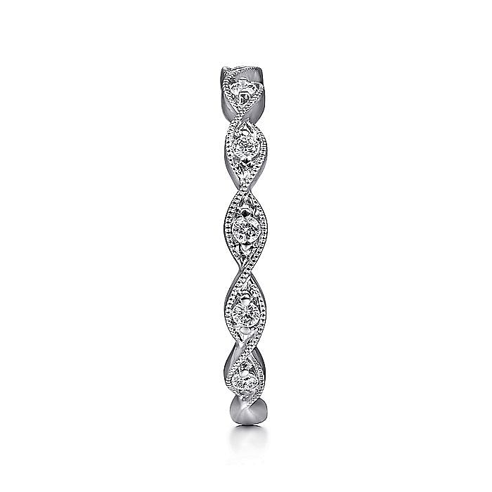 14K White Gold Twisted Diamond Stackable Ring - Warwick Jewelers