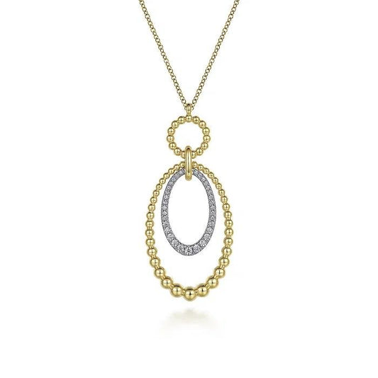 14K White-Yellow Gold Bujukan and Diamond Circle Pendant Necklace - Warwick Jewelers