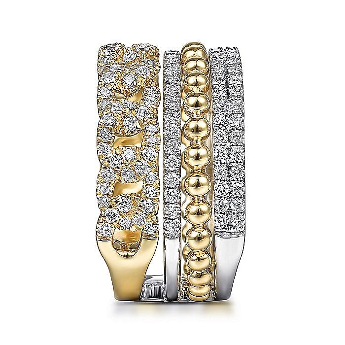 14K White-Yellow Gold Bujukan Diamond Easy Stackable Ring - Warwick Jewelers