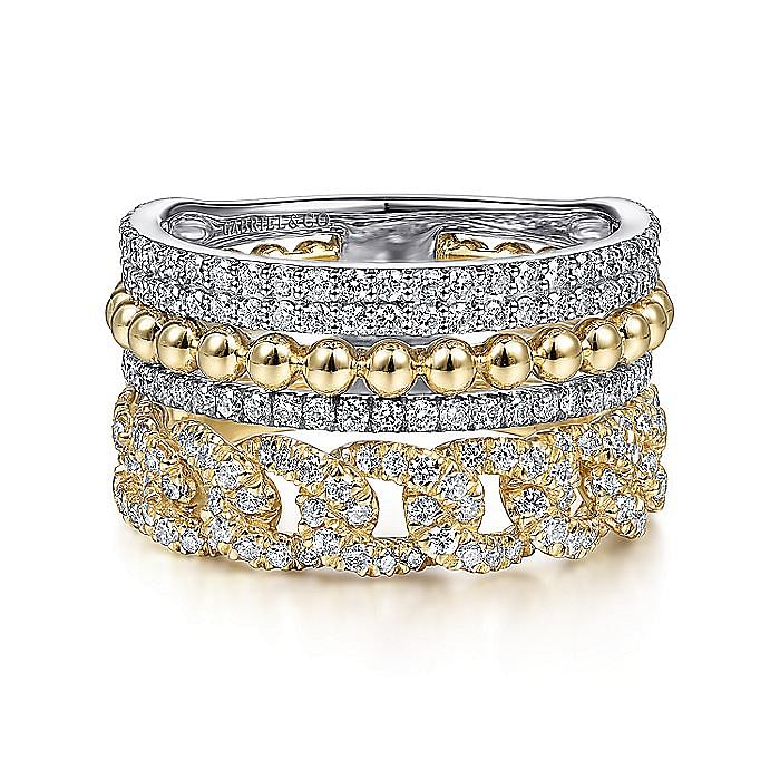 14K White-Yellow Gold Bujukan Diamond Easy Stackable Ring - Warwick Jewelers