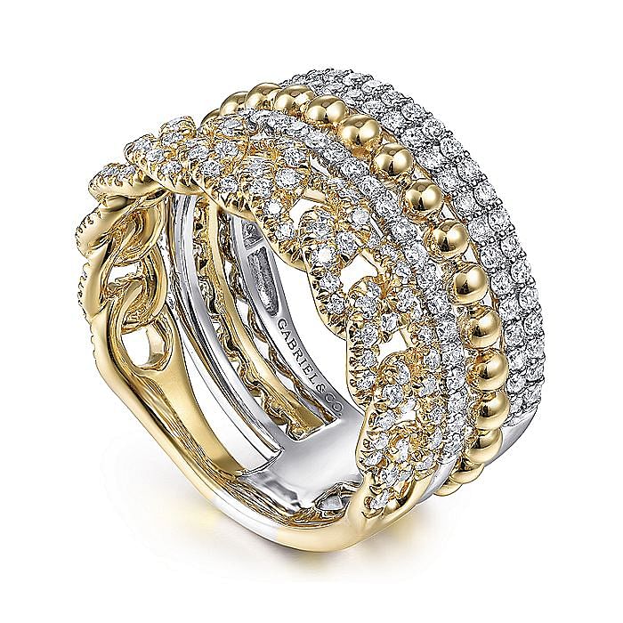 14K White-Yellow Gold Bujukan Diamond Easy Stackable Ring - Warwick Jewelers