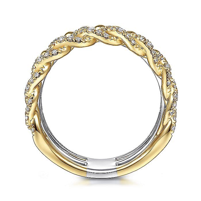 14K White-Yellow Gold Bujukan Diamond Easy Stackable Ring - Warwick Jewelers