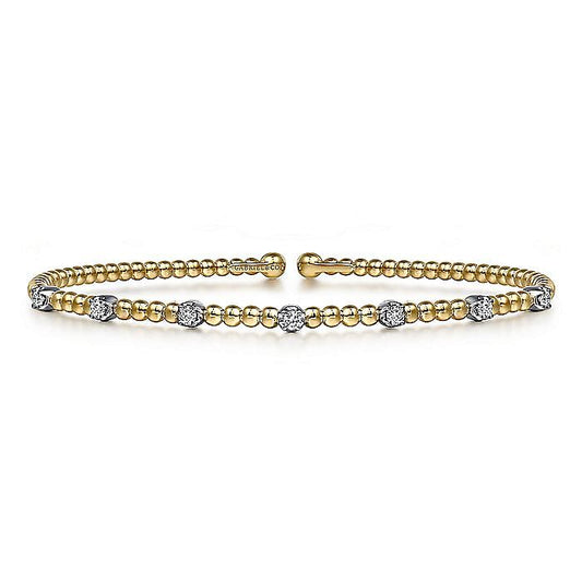 14K White-Yellow Gold Bujukan Diamond Stations Bangle - Warwick Jewelers