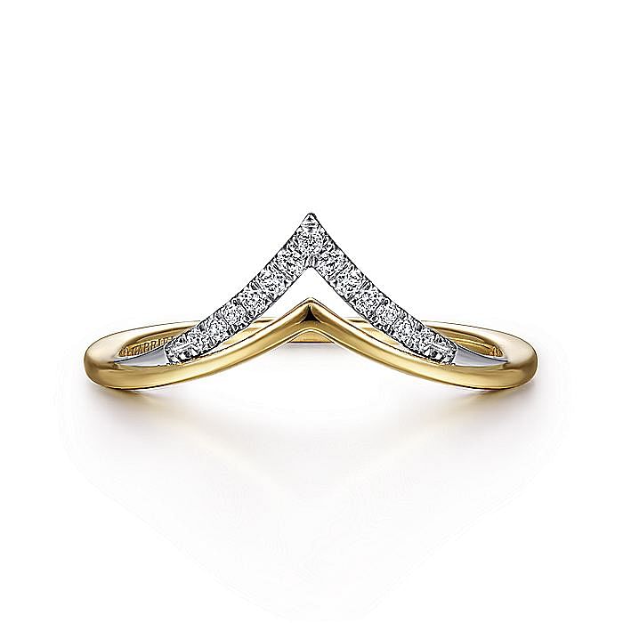 14K White-Yellow Gold Diamond Chevron Ring - Warwick Jewelers