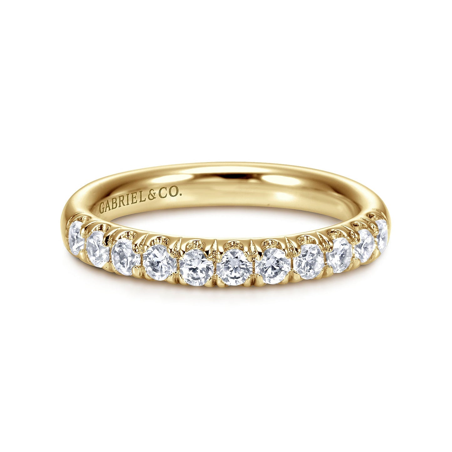 14K Yellow Gold 11 Stone French Pave Diamond Wedding Band - Warwick Jewelers