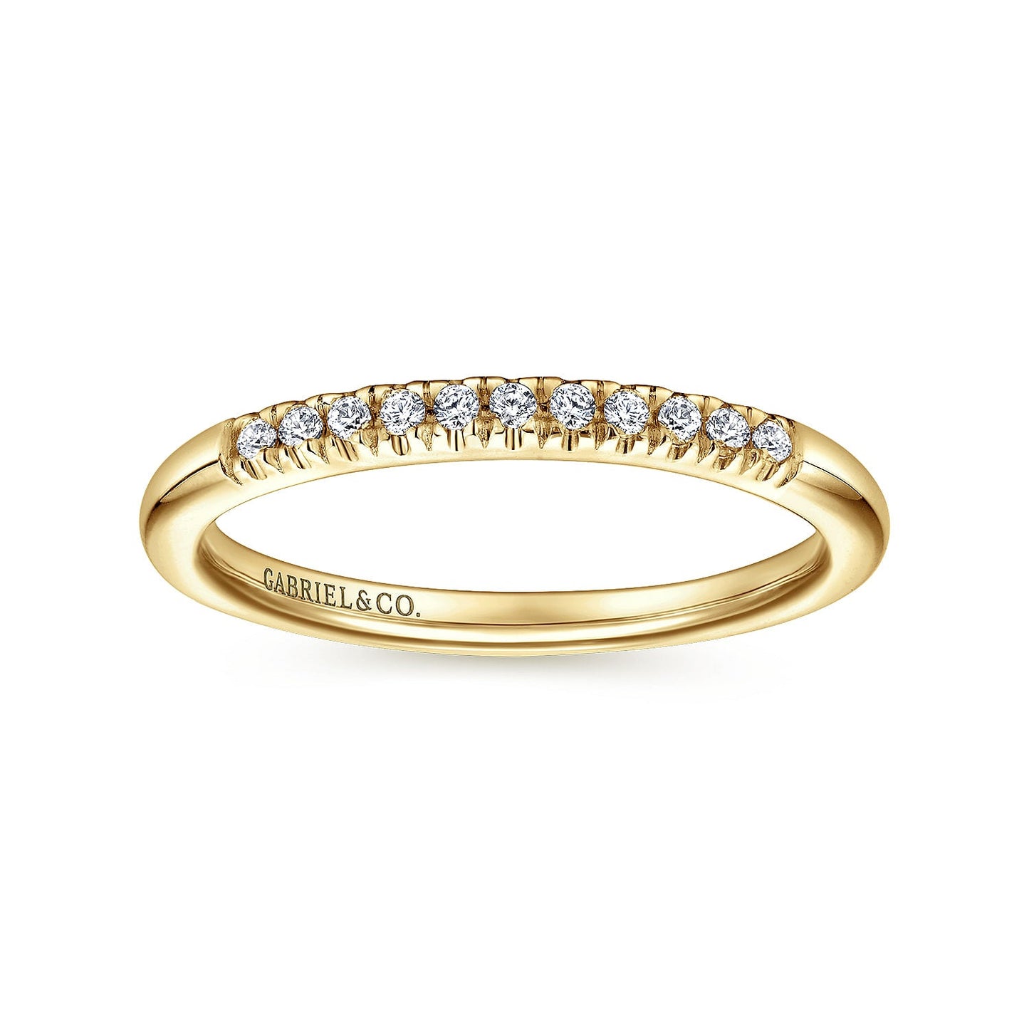 14K Yellow Gold 11 Stone French Pave Set Diamond Wedding Band - Warwick Jewelers