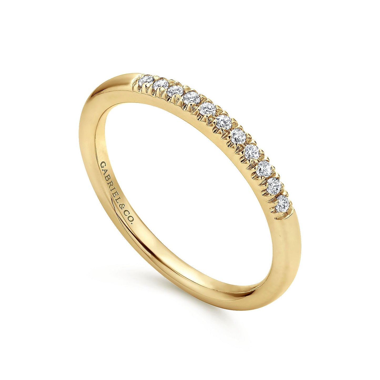 14K Yellow Gold 11 Stone French Pave Set Diamond Wedding Band - Warwick Jewelers
