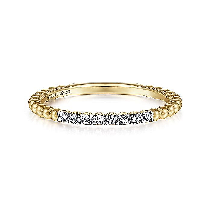 14K Yellow Gold Bujukan Bead and Diamond Stackable Ring - Warwick Jewelers