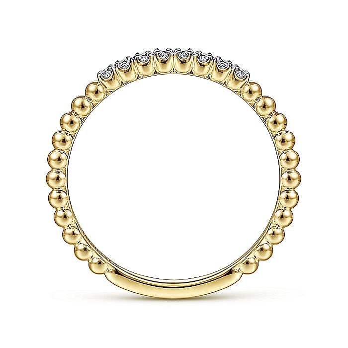 14K Yellow Gold Bujukan Bead and Diamond Stackable Ring - Warwick Jewelers