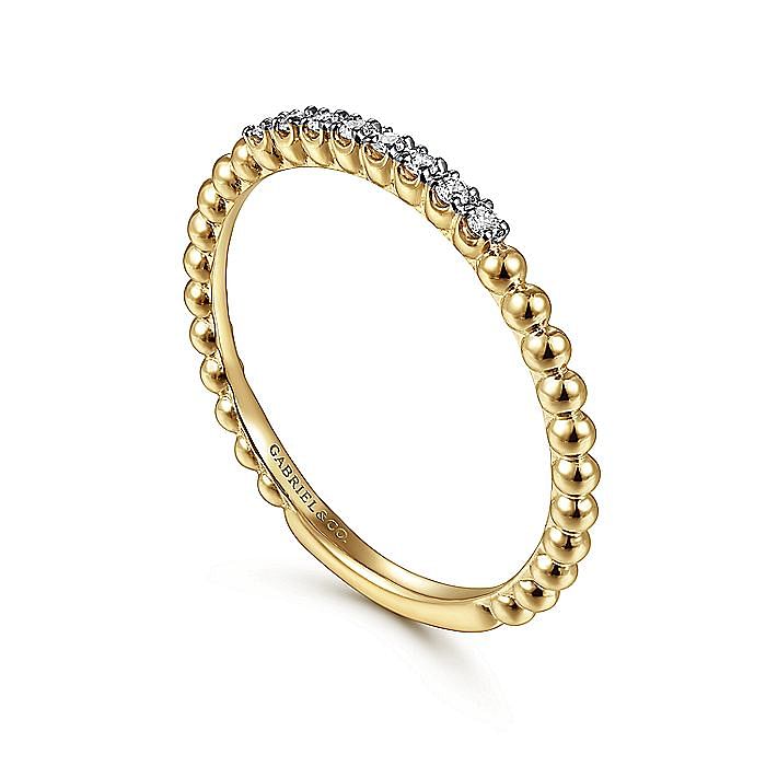 14K Yellow Gold Bujukan Bead and Diamond Stackable Ring - Warwick Jewelers