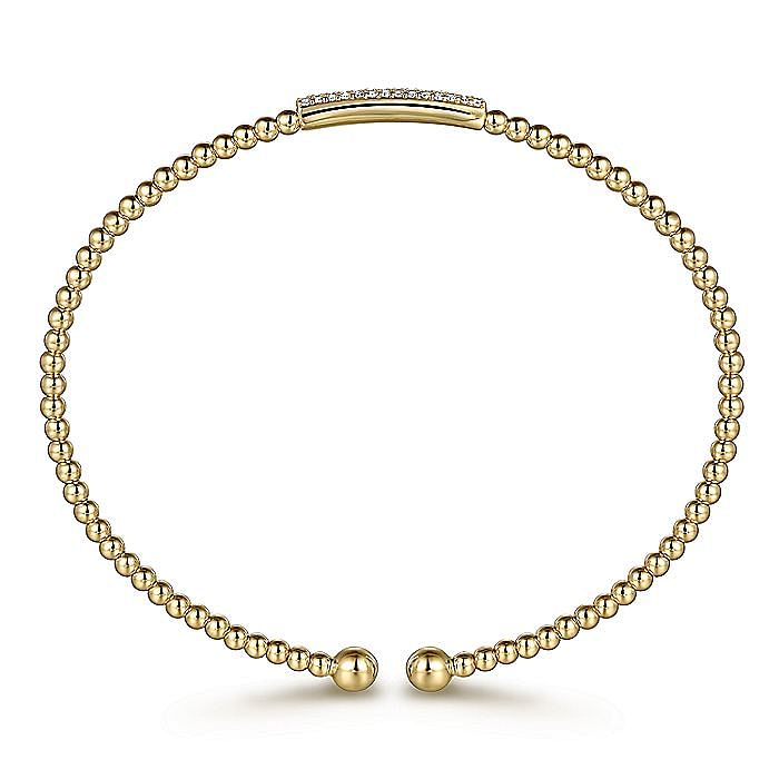 14K Yellow Gold Bujukan Bead Cuff Diamond Bracelet - Warwick Jewelers