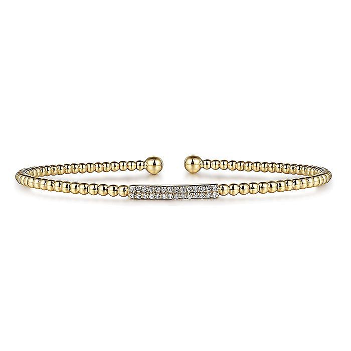 14K Yellow Gold Bujukan Bead Cuff Diamond Bracelet - Warwick Jewelers