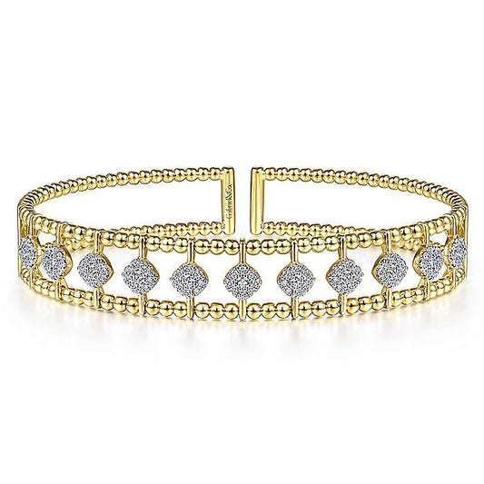 14K Yellow Gold Bujukan Diamond Cuff Bangle - Warwick Jewelers