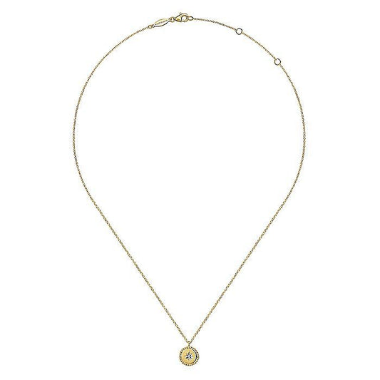 14K Yellow Gold Bujukan Medallion Necklace with Starburst Diamond Center - Warwick Jewelers