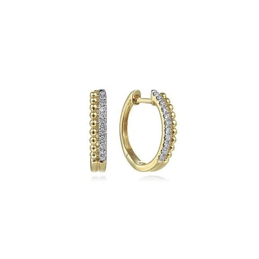 14K Yellow Gold Bujukan Pave 10mm Diamond Huggie Earrings - Warwick Jewelers