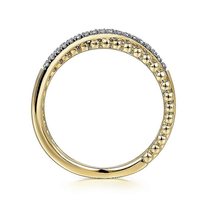 14K Yellow Gold Bujukan Pave Diamond Criss Cross Stackable Ring - Warwick Jewelers