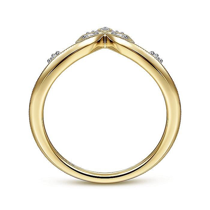 14K Yellow Gold Chevron Diamond Ring - Warwick Jewelers