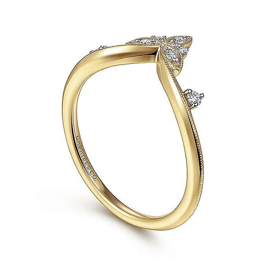 14K Yellow Gold Chevron Diamond Ring - Warwick Jewelers