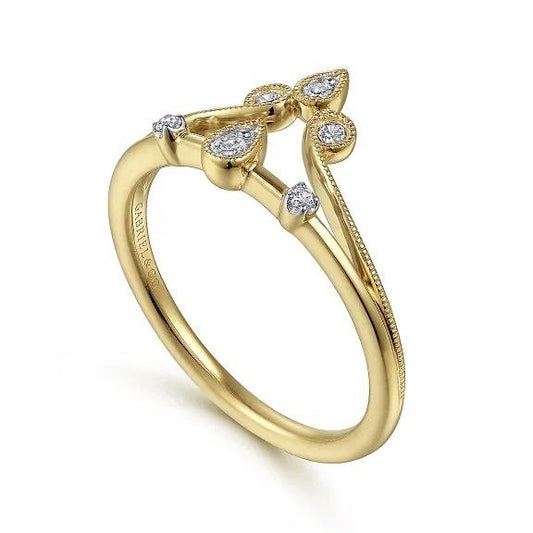 14K Yellow Gold Diamond Chevron Ring - Warwick Jewelers