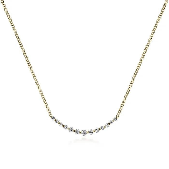 14K Yellow Gold Diamond Curved Bar Necklace - Warwick Jewelers