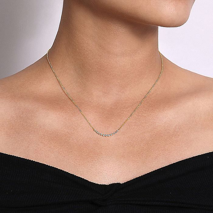 14K Yellow Gold Diamond Curved Bar Necklace - Warwick Jewelers