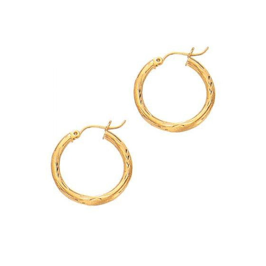 14K Yellow Gold Diamond Cut & Polished Hoop Earring - Warwick Jewelers