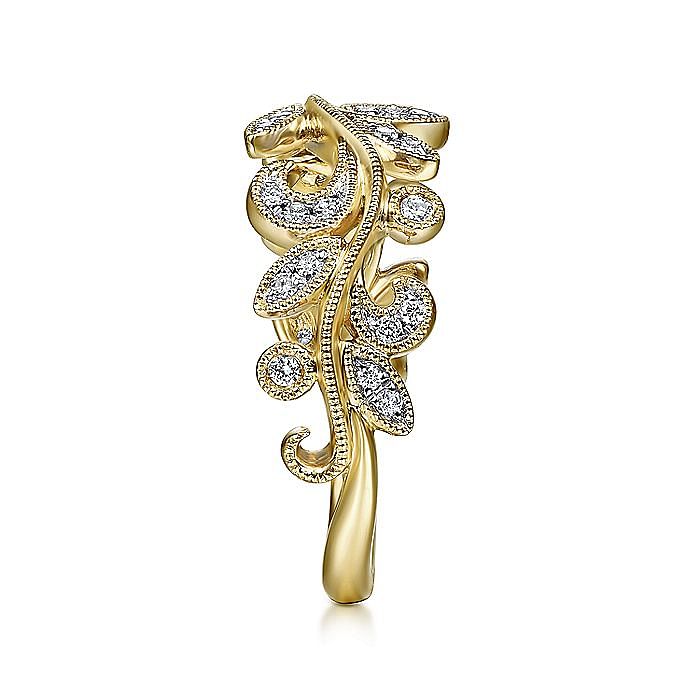14K Yellow Gold Diamond Floral Ring - Warwick Jewelers