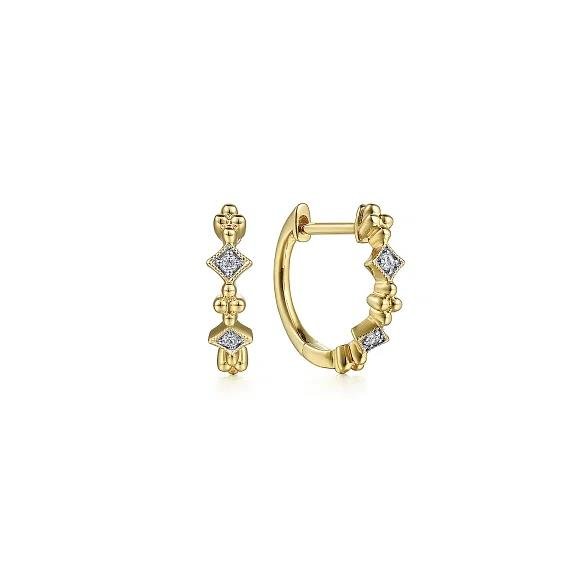 14K Yellow Gold Diamond Huggie Earrings - Warwick Jewelers