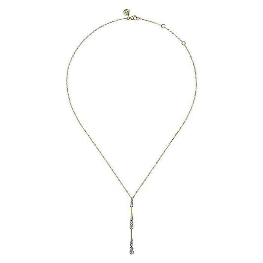 14K Yellow Gold Graduated Diamond Station Drop Y Necklace - Warwick Jewelers