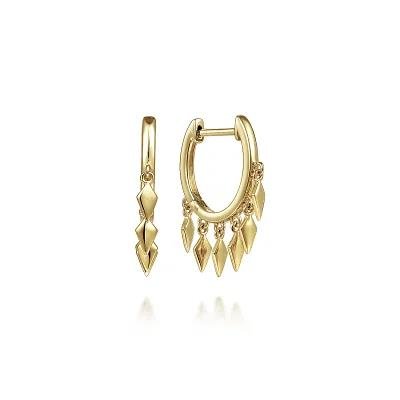 14K Yellow Gold Huggie Earrings with Spike Drops - Warwick Jewelers