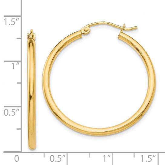 14K Yellow Gold Lightweight Tube Hoop Earrings - Warwick Jewelers