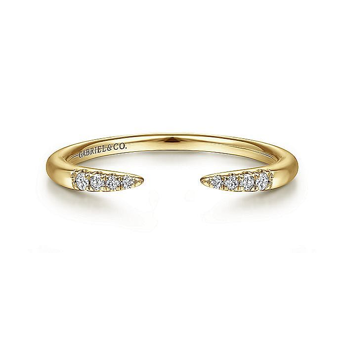 14K Yellow Gold Open Diamond Tipped Stackable Ring - Warwick Jewelers