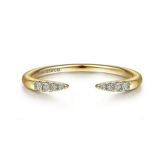 14K Yellow Gold Open Diamond Tipped Stackable Ring - Warwick Jewelers