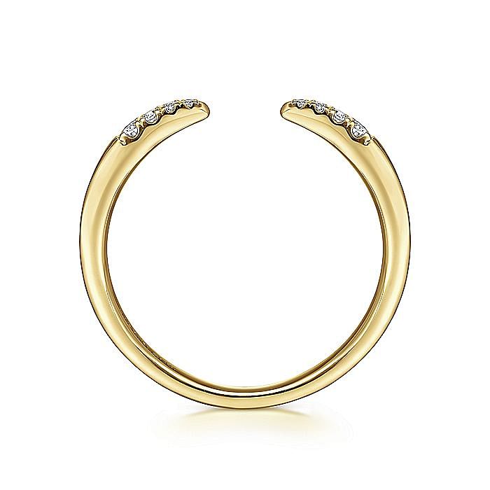 14K Yellow Gold Open Diamond Tipped Stackable Ring - Warwick Jewelers