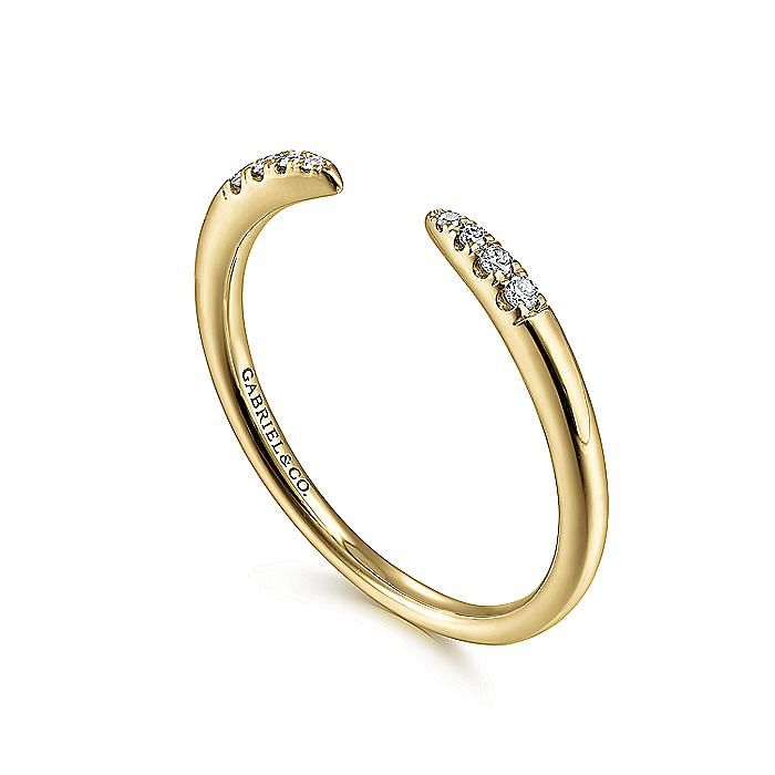 14K Yellow Gold Open Diamond Tipped Stackable Ring - Warwick Jewelers