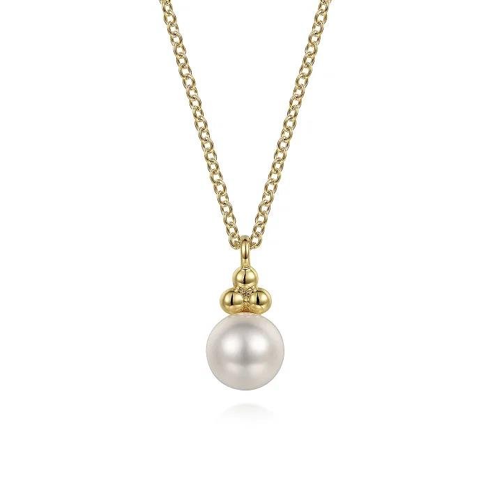 14K Yellow Gold Pearl Bujukan Drop Pendant Necklace - Warwick Jewelers
