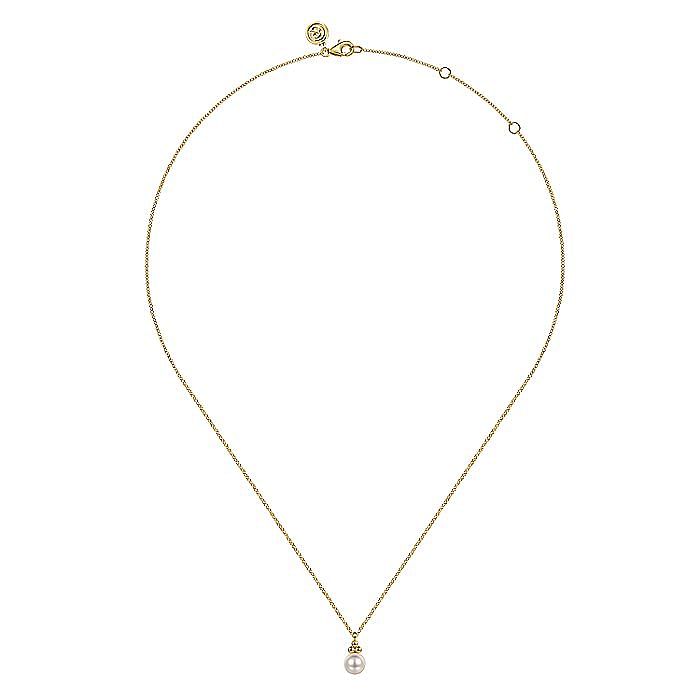 14K Yellow Gold Pearl Bujukan Drop Pendant Necklace - Warwick Jewelers