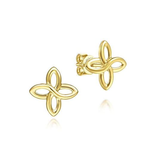 14K Yellow Gold Quatrefoil Stud Earrings - Warwick Jewelers