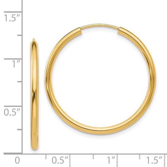 14k Yellow Gold Round Endless Hoop Earrings - Warwick Jewelers