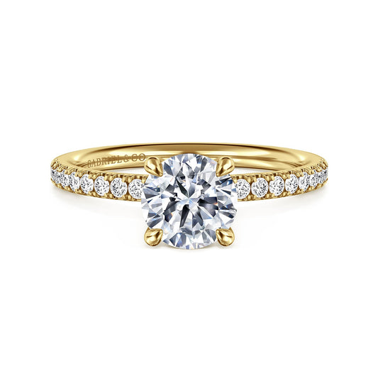 14K Yellow Gold Round Four Prong Half Way Engagement Ring - Warwick Jewelers