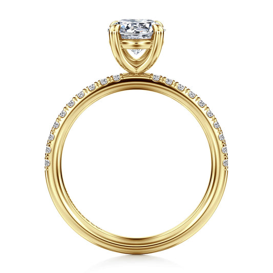 14K Yellow Gold Round Four Prong Half Way Engagement Ring - Warwick Jewelers