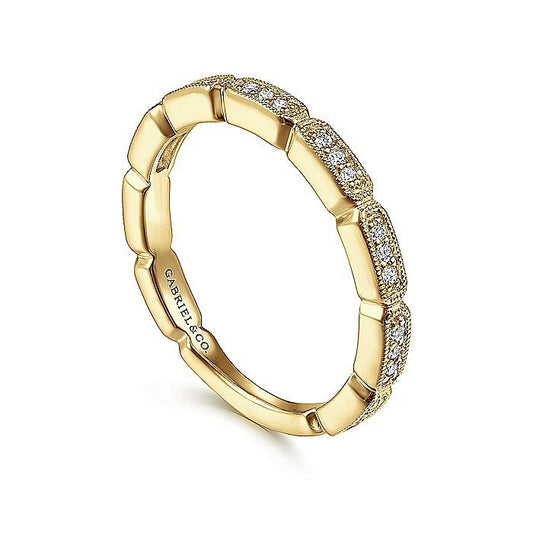 14K Yellow Gold Segmented Diamond Stackable Ring - Warwick Jewelers