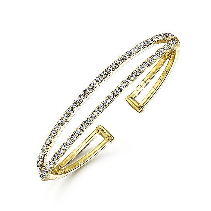 14K Yellow Gold Split Diamond Cuff - 1.54 ct - Warwick Jewelers